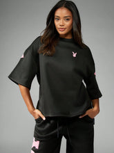 Playboy Oversized Streetwear Back Logo Print  T-Shirt